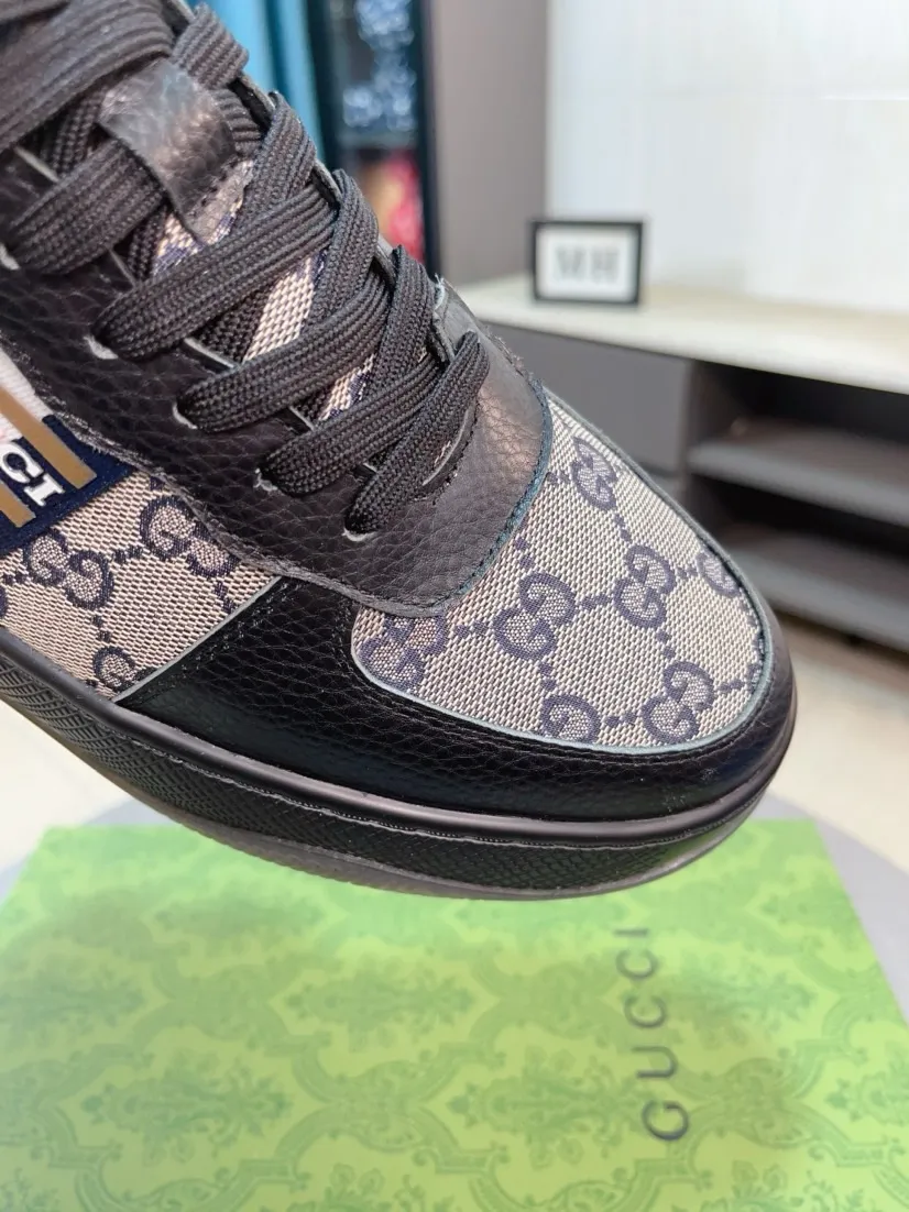 Men's shoes 💰438🌹🌹GUCCI [Gucci] New high-top men's shoes, a high-end brand, the latest fashionable casual men's shoes, trendy and versatile, relaxed and sporty style, uppers imported from Italy, first-layer cowhide, genuine leather lining, and ultra-fine workmanship. Original personalized fashionable rubber wear-resistant outsole, light and comfortable on the foot, size 38-44